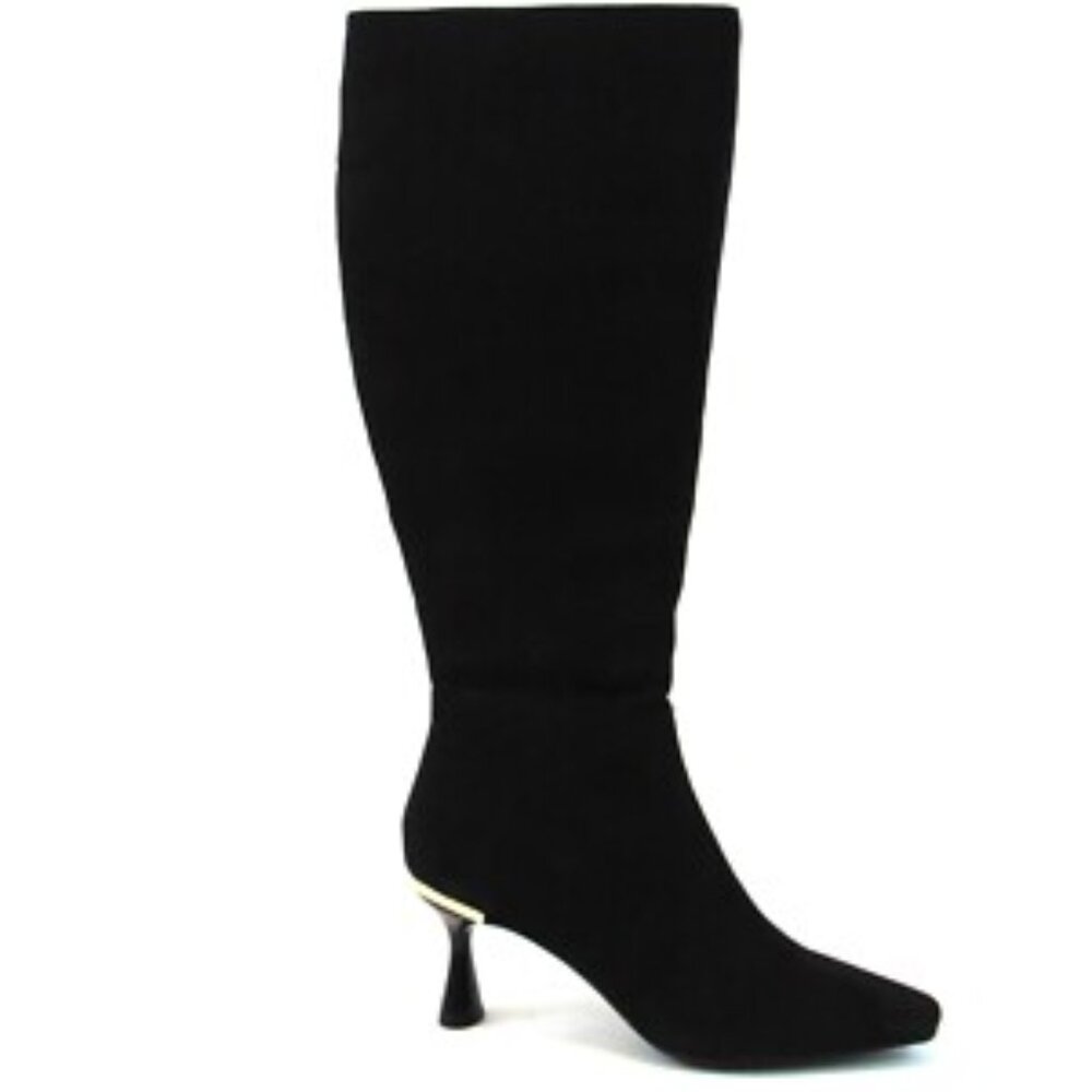 ALFANI Black Comfort Goring Cecee Pointed Toe Kitten Heel Zip-Up Dress Boots 5.5